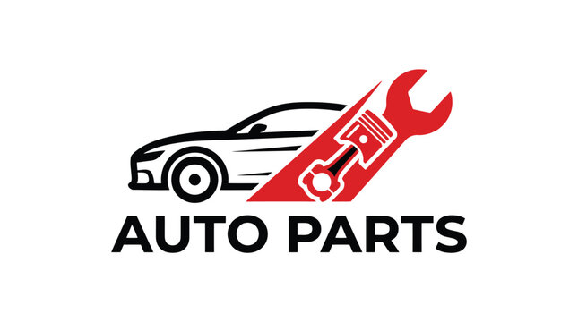Minimalist car and wrench logo for auto parts business.