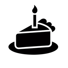 Fototapeta premium Black silhouette birthday cake with lit candle
