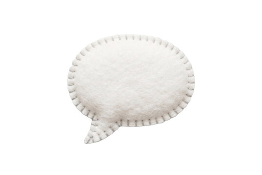 Clean white felt speech bubble featuring delicate hand-stitched details along its rounded border.