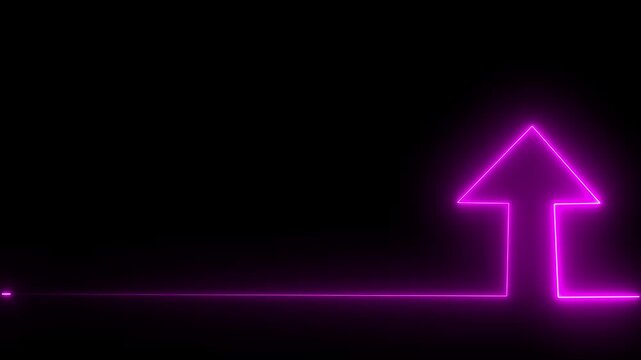 Neon Battery charging power symbol, lightning bolt sign on the black background 4K video animation.