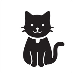 Friendly Sitting Cat Flat Vector Icon © Ameli