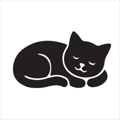 Cute Sleeping Cat Flat Vector Icon © Ameli
