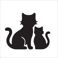 Two Cats Together Flat Vector Icon © Ameli