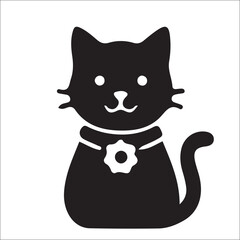 Happy Sitting Cat Flat Vector Icon © Ameli
