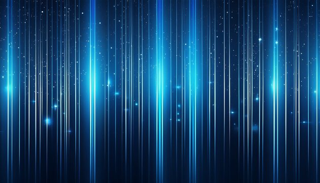 blue background with vertical lines of light and particles with glowing lights and glowing effects vertical stripes of blue light and stars on a dark background