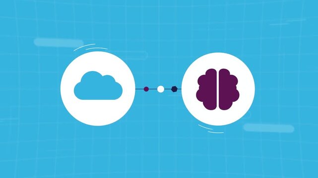 Cloud Icon Connecting to Brain Network 2D Animation &ndash; Cloud Computing, Artificial Intelligence, Neural Network, and Deep Learning Concept