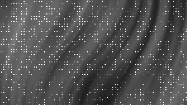 black grey gradient background fabric texture with white dotted square pixel patterns suitable for fashion, interior design, backgrounds, and textile designs.