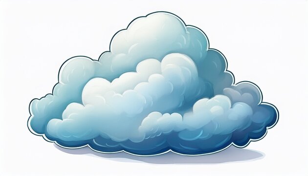 small fluffy cloud with smooth edges isolated on white background generative ai