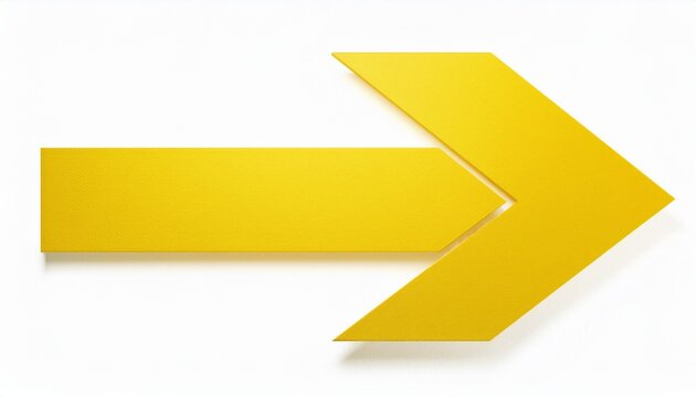flat yellow arrow pointing right isolated on white background generative ai
