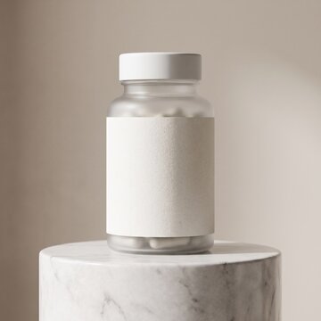 White supplement bottle for wellness product branding