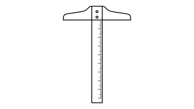 Technical architect T-square vector icon featuring editable stroke for drawing projects, high quality hand-drawn drafting tool illustration, professional measurement equipment outline graphic.