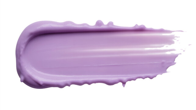Lavender cream smear with textured surface detail isolated on a transparent background purple makeup