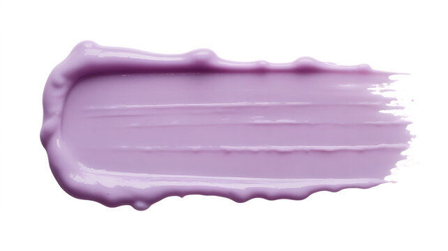 Lavender cream paint smear with textured brush strokes isolated on a transparent background purple d