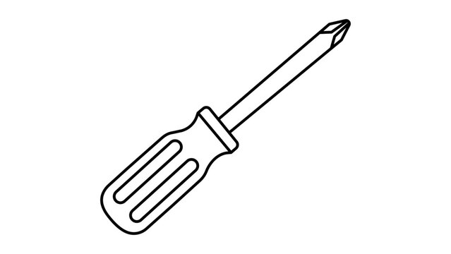 Phillips screwdriver vector icon featuring a cross-head tip and editable stroke, professional hand-drawn illustration for repair manuals, construction toolkits, and hardware maintenance, scalable.