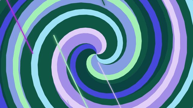 Psychedelic swirl pattern of teal violet and periwinkle in a radial design creating a mesmerizing optical illusion perfect for modern backgrounds