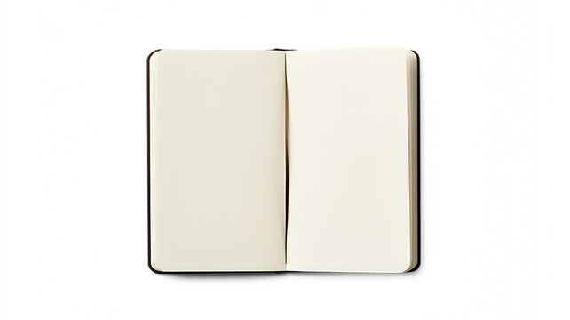 Open blank notebook with cream pages and colorful spine isolated on a transparent background