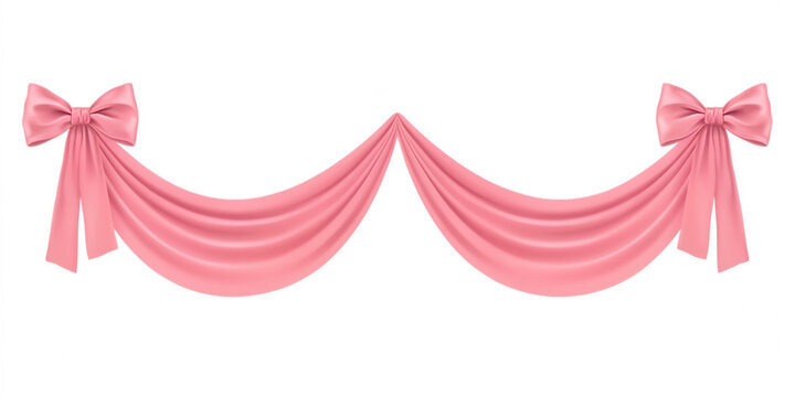 Pink Draped Fabric with Bows isolated on a transparent background ribbon