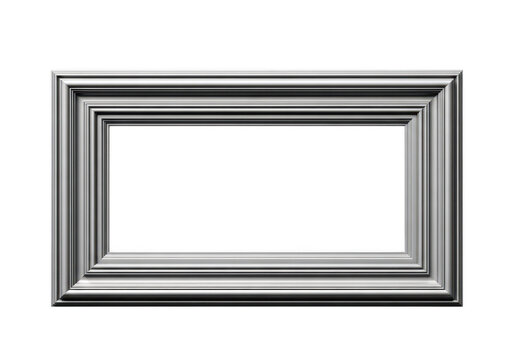 Elegant silver metallic rectangular picture frame with a classic decorative border design