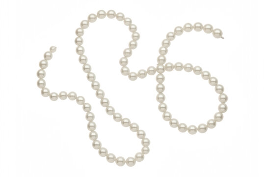 String of white pearls forming abstract shapes isolated on a transparent background pearl necklace d