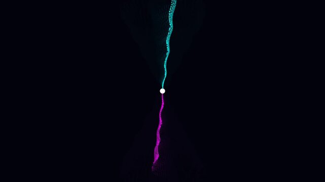 Diverging Particle Trails: Energetic Split in Cyan and Magenta