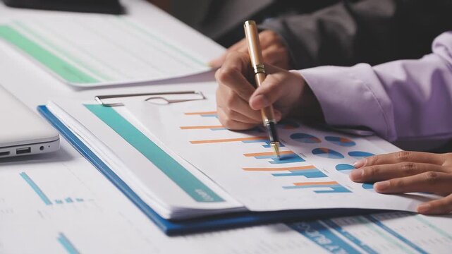 Accounting company provide finance and taxation planning for profitable cash flow, Auditor and accountant team working in office, analyze financial data and accounting record with calculator.Insight