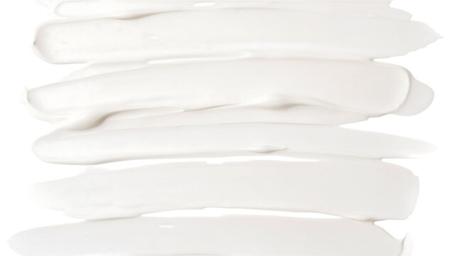 White cream texture strokes on a transparent background isolated on a transparent background smear d