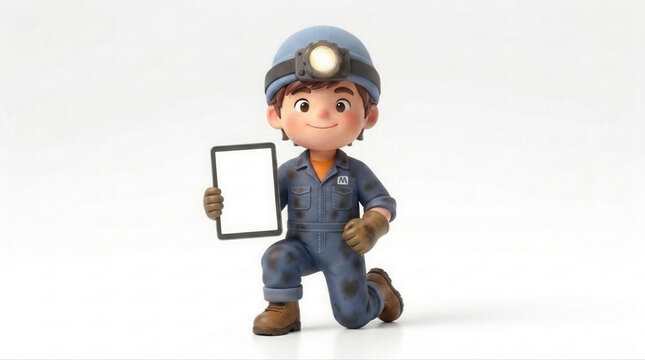 Happy cartoon mechanic with a blank sign eager to showcase your advertisement or promotional message