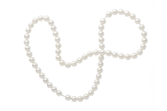 White pearl necklace arranged in a figure eight shape isolated on a transparent background jewelry d