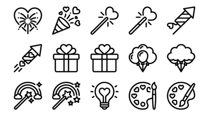 Creative magic and artistic hobby line icon collection. © Betatas