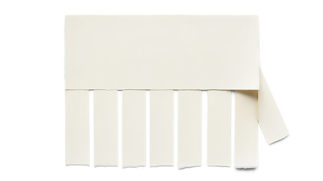 White tear off paper notice with seven strips isolated on a transparent background de