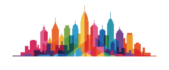 Obraz premium Rainbow City Skyline Vector Design Element