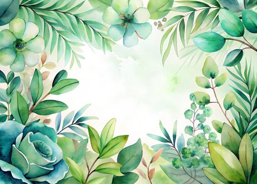 Tranquil Tropical Leaf and Flower Arrangement, Perfect for a Nature-Inspired Background