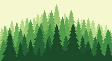 Obraz premium Abstract Green Forest Landscape with Pine Trees and Gentle Gradient Background