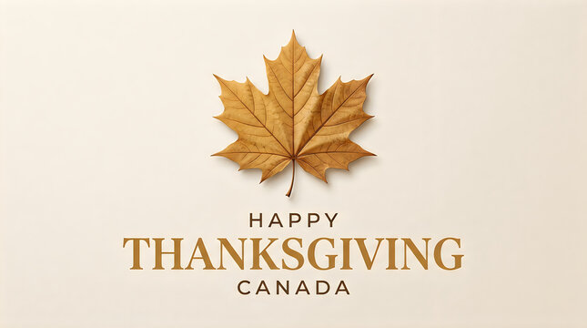 Happy thanksgiving canada graphic with autumn maple leaf