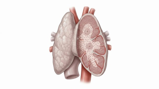 Anatomical illustration of the thymus gland structure