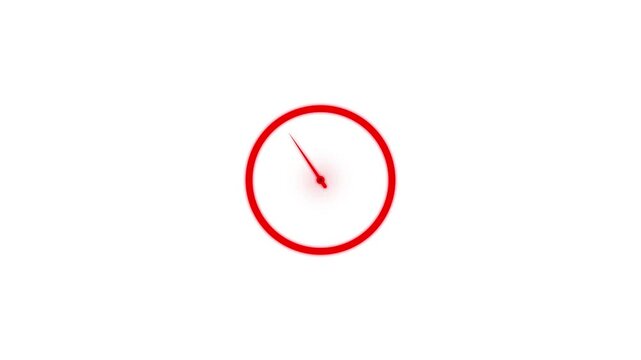 Bright red clock face with a single hand pointing to the ten position isolated on a plain white background for time and schedule concepts