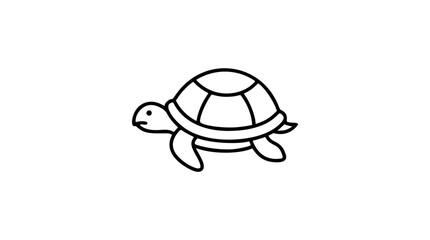 Sea Turtle Vector Icon. Hand-drawn reptile with shell and flippers in minimalist line art. Animal outline wildlife ocean conservation. Scalable vector design nature education environmental projects. © MDRasel