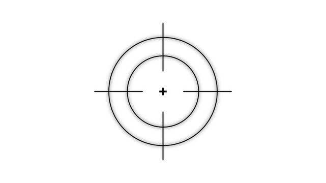 Black circular crosshair target scope centered on a solid white background for gaming and military and precision aiming interface