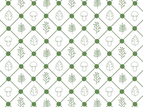 Geometric Argyle Forest Botanical Line Art Seamless Pattern