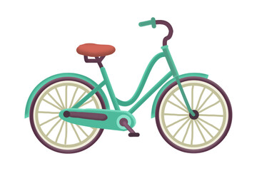 Fototapeta premium Green vintage bicycle illustration. Retro cruiser bike icon for urban transport design.