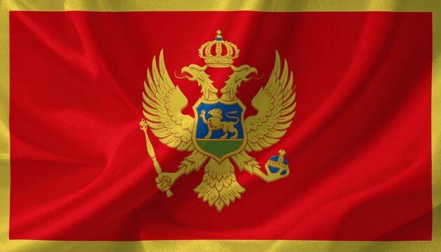 Montenegrin flag with golden double‑headed eagle and red field, symbolizing sovereignty, heritage, and national pride through regal composition.