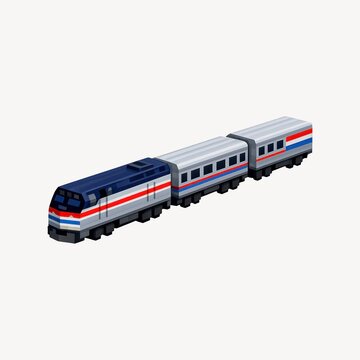 Isometric illustration of a modern passenger train with two cars.