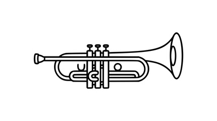 Obraz premium Minimalist Line Art Trumpet Vector Icon Illustration - Hand Drawn Musical Instrument Outline Design with Clean Stroke for Modern Branding, Digital Media, Creative Projects and Artistic Applications