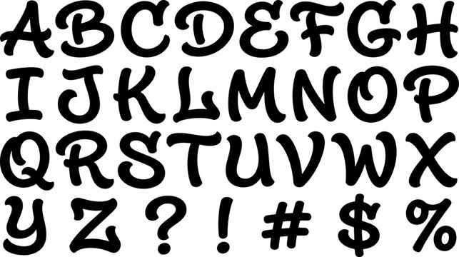 Playful bubbly font alphabet for cartoon titles and children graphic design art