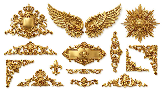 Golden ornate decorative corner designs