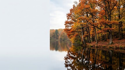 Autumn forest reflection in a calm lake with copy space © Katrina