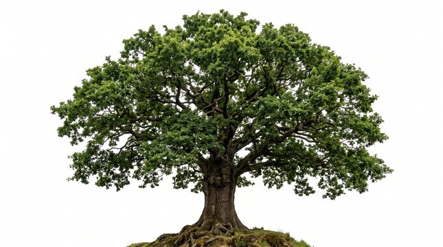 Majestic oak tree isolated on white a symbol of strength and longevity