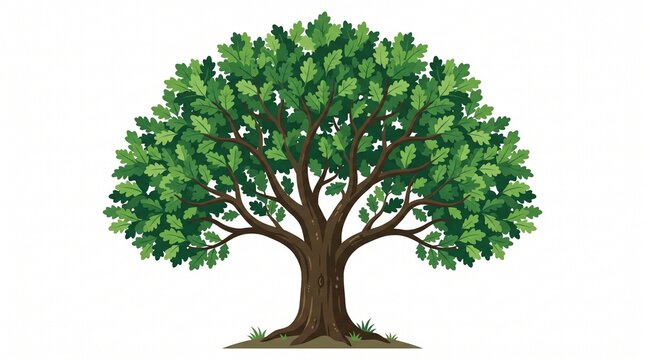 Lush oak tree illustration a detailed vector graphic for nature inspired designs