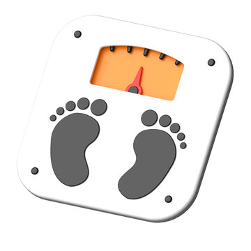 3D body weight scale with footprints, fitness health weight loss diet healthcare measurement icon, transparent PNG