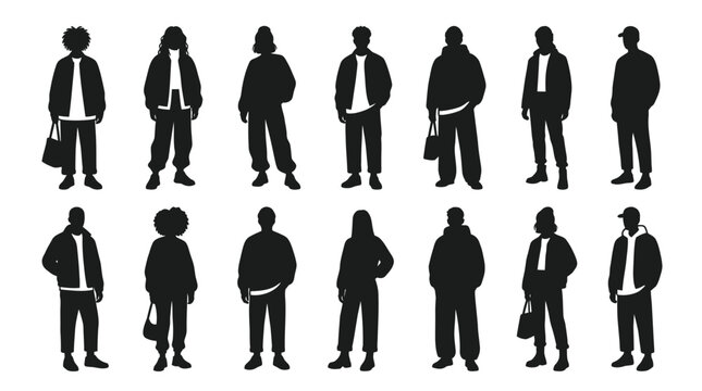 Modern Silhouettes: Diverse People in Casual Outfits Collection